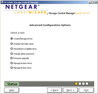 Picture of the Netgear SC101 Storage Central Setup software
