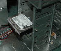 Fitting the hard disk in the case