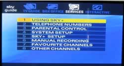 Sky Services Menu