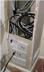 A boxed in soil pipe makes a great place to run cables